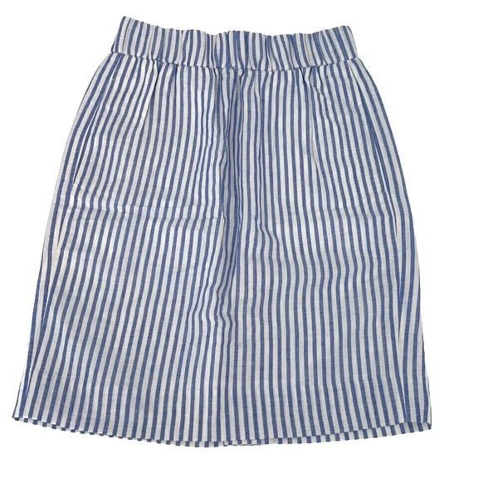J. Crew Womens Striped Pencil & Straight Skirt Linen Elastic Waist Blue Size XXS